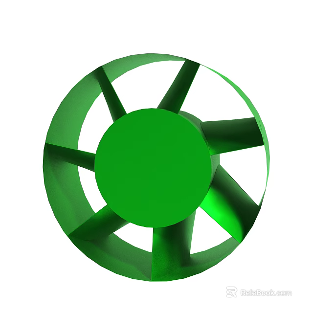 Green Circular Structure with Central Green Circle and Black Blades Design 3d model