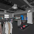 Nike Sportswear Clothing Store With Mannequins Clothing Racks And Green Display Tables