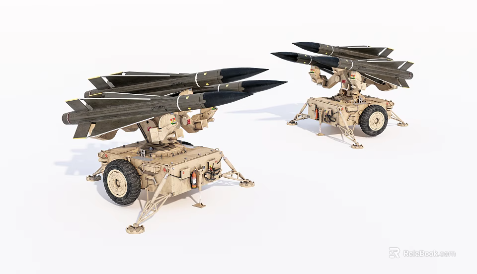 Two Military Utility Vehicles Equipped With Multiple Missile Launchers For Military Operations 3d model 