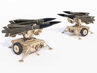 Two Military Utility Vehicles Equipped With Multiple Missile Launchers For Military Operations 3d model