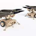 Two Military Utility Vehicles Equipped With Multiple Missile Launchers For Military Operations