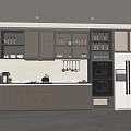 Modern Kitchen Interior With Dark Wood Cabinets Sleek Countertop And Built In Appliances