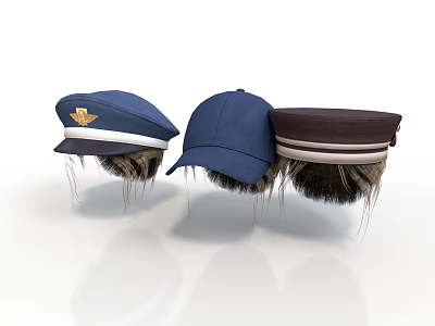 Realistic style military cap pilot cap baseball cap uniform cap clothing realistic cartoon 3d model