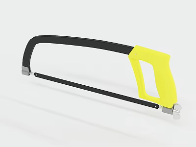 Heavy Duty Industrial Hacksaw With Yellow Handle And Black Steel Frame 3d model