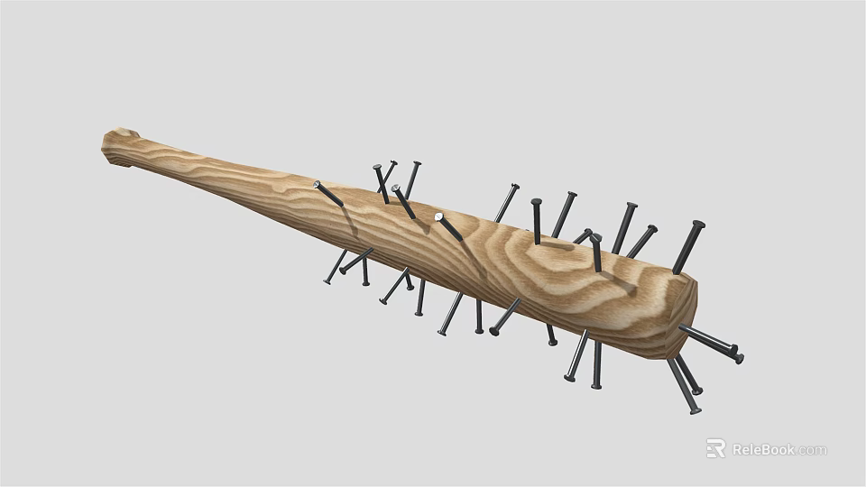 Hardware Tools Nails Embedded in Wooden Plank for Construction and DIY Projects 3d model