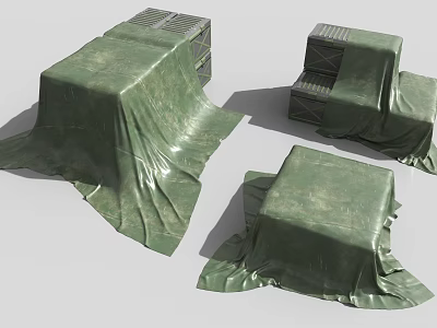 Green Fabric Covered Square Shaped Decorative Ornament Set With Textured Surface 3d model