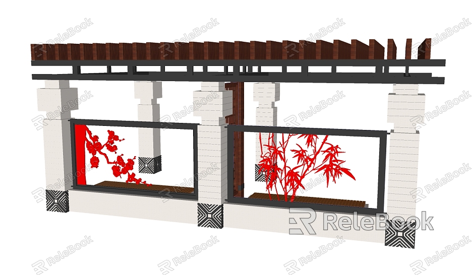 New Chinese Style Corridor Frame Paper-cut model