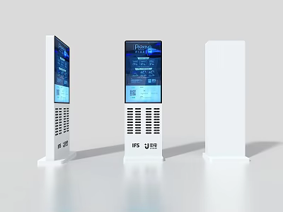 Modern Electric Vehicle Charging Station With Digital Display And White Exterior Units 3d model