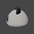 Cute Panda Head 3D Model with Black Ears and Round Black Eyes 3d model