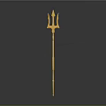Golden Trident Weapon With Decorative Design And Shiny Metal Finish