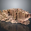 Layered Terrain With Vertical Columnar Textures And Brown Copper Colors Geological Formation
