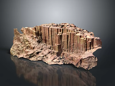 Layered Terrain With Vertical Columnar Textures And Brown Copper Colors Geological Formation 3d model