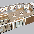 Modern Shopping Mall Store Interior With Round Display Tables And Product Shelves
