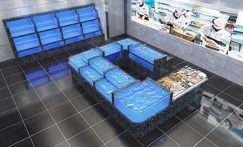 Seafood pool renderings 3d model