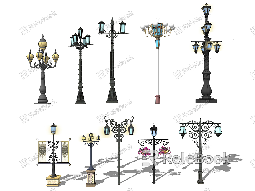 European street lamp landscape lamp combination model