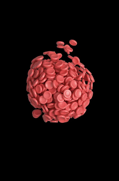 Medical Device Showing Spherical Aggregation Of Red Blood Cells Against Black Background 3d model