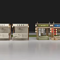 Traditional Chinese Street Stalls With Wooden Structures Signboards And Lanterns