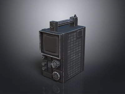 Vintage Black Portable Electronic Device With Screen Knobs And Control Panel 3d model