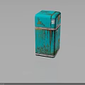 Vintage Turquoise Refrigerator With Dripping Distressed Finish And Retro Metallic Design
