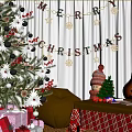 Cozy Christmas Photo Spot With Decorated Tree Merry Banner Gifts And Guitar