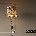 Elegant Designer Floor Lamp With Metal Stand Decorative Patterned Shade In Interior