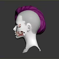 White Head Model With Facial Features And Stylish Pink Curly Short Hair