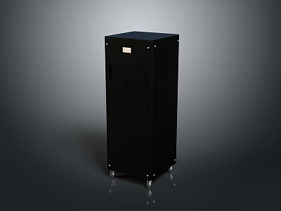 Black Storage Cabinet With Rolling Wheels And Modern Sleek Design 3d model