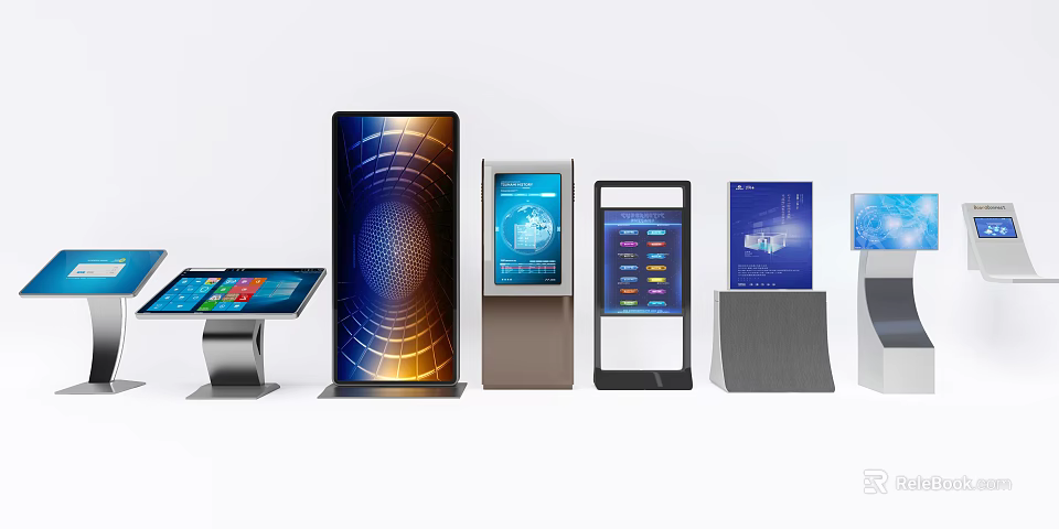 Public Facilities Information Display With Interactive Touch Screens And Digital Kiosks 3d model 