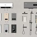 Daily Electrical Appliances Featuring Wall Mounted Water Heaters and Various Shower Accessories