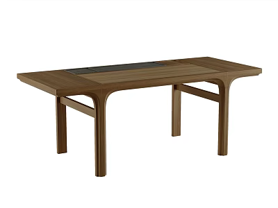 Modern Wooden Tea Table With Simple Design And Dark Tea Tray Surface 3d model