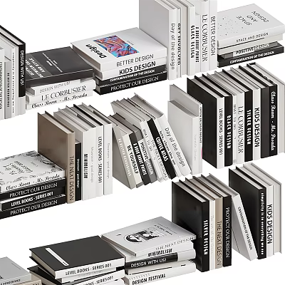 Stacked Books And Magazines With Various Cover Designs And Interior Design Themes 3d model