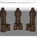 Single Chair With Intricate Carvings Vintage Ornate Design And Symmetrical Patterns