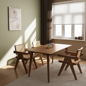 Nordic Dining Table and Chair Combination 3d model