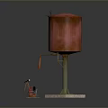 Red Metal Barrel Equipment With Base Stand Tripod Microphone Red Box And Camera Gear