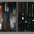 Modern Abstract Wall Art With Black Red White Geometric Shapes For Home Decor
