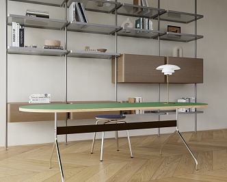 Desk and Chair Rear Desk and Chair Industrial Wind Table and Chair Combination 3d model