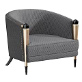 Gray Fabric Upholstered Single Sofa With Gold Armrests And Black Accents Design