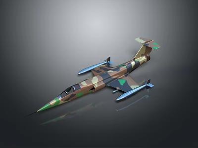 Realistic Military Airplane Model With Camouflage Paint And Detailed Aerodynamic Design 3d model