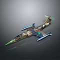 Realistic Military Airplane Model With Camouflage Paint And Detailed Aerodynamic Design