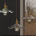 Elegant Petal Shaped Pendant Lights In Golden Brown For Home Interior With Blinds