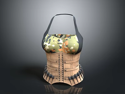 Stylish Camouflage Patterned Corset For Daily Use With Leather Straps Design 3d model
