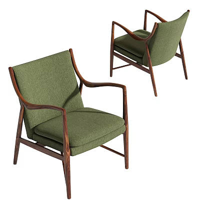 Modern Green Fabric Accent Chair With Wooden Arms And Legs Design 3d model
