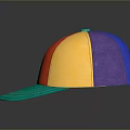 Stylish Multicolored Baseball Cap With Red Yellow Purple Green Sections For Daily Use