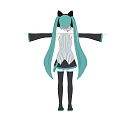 Anime Girl With Teal Hair Cat Ears Black White Uniform Red Tie Arms Outstretched