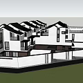 Modern Detached Villa Exterior With Black Roof White Wall And Large Windows