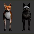 Game and Movie Character Design Featuring Orange And Gray Foxes With Realistic Fur