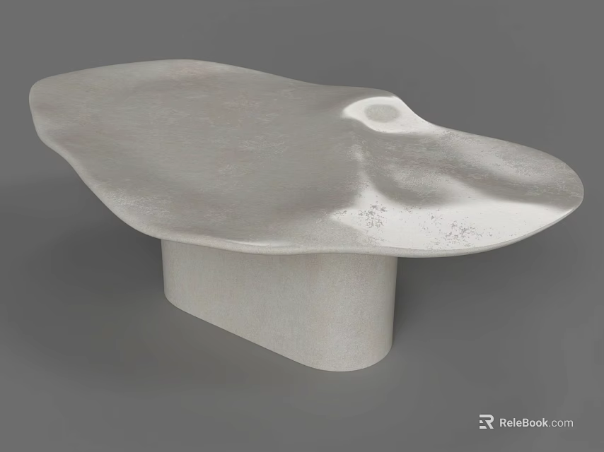 White Modern Display Shelf Featuring Unique Irregular Curved Top And Cylindrical Base 3d model