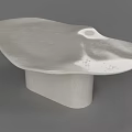 White Modern Display Shelf Featuring Unique Irregular Curved Top And Cylindrical Base 3d model
