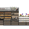 Bakery Reception Counter With Fresh Flowers Signboard Bread Displays And Colorful Balloons