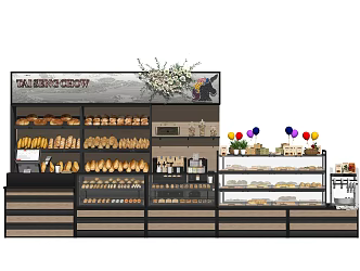 Modern Cashier Shopping Mall Bakery Sweet Shop Cashier Food Shelf 3d model